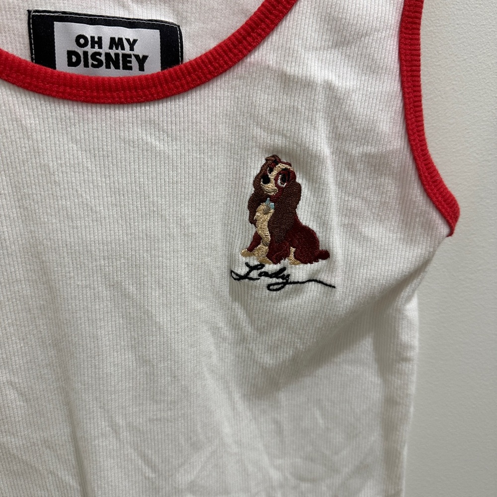 Oh My Disney White Tank Top with Red Trim Lady & The Tramp Disney Store